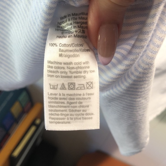 J Crew Flex Oxford light blue and white strip button down 100 cotton S - Picture 6 of 7